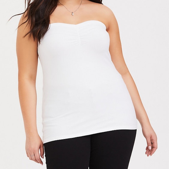 torrid Tops - Torrid white ruched foxy tube top 4X